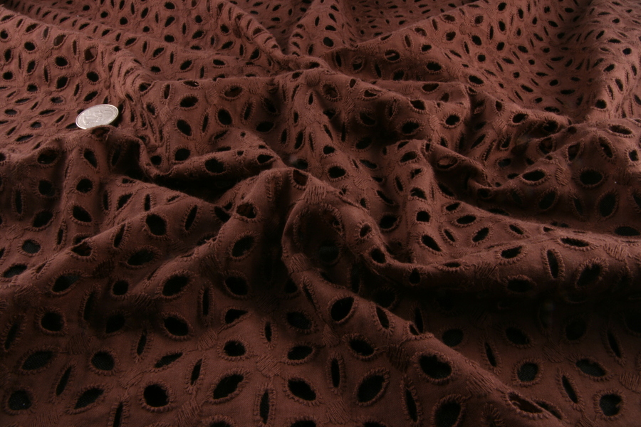 brown eyelet fabric